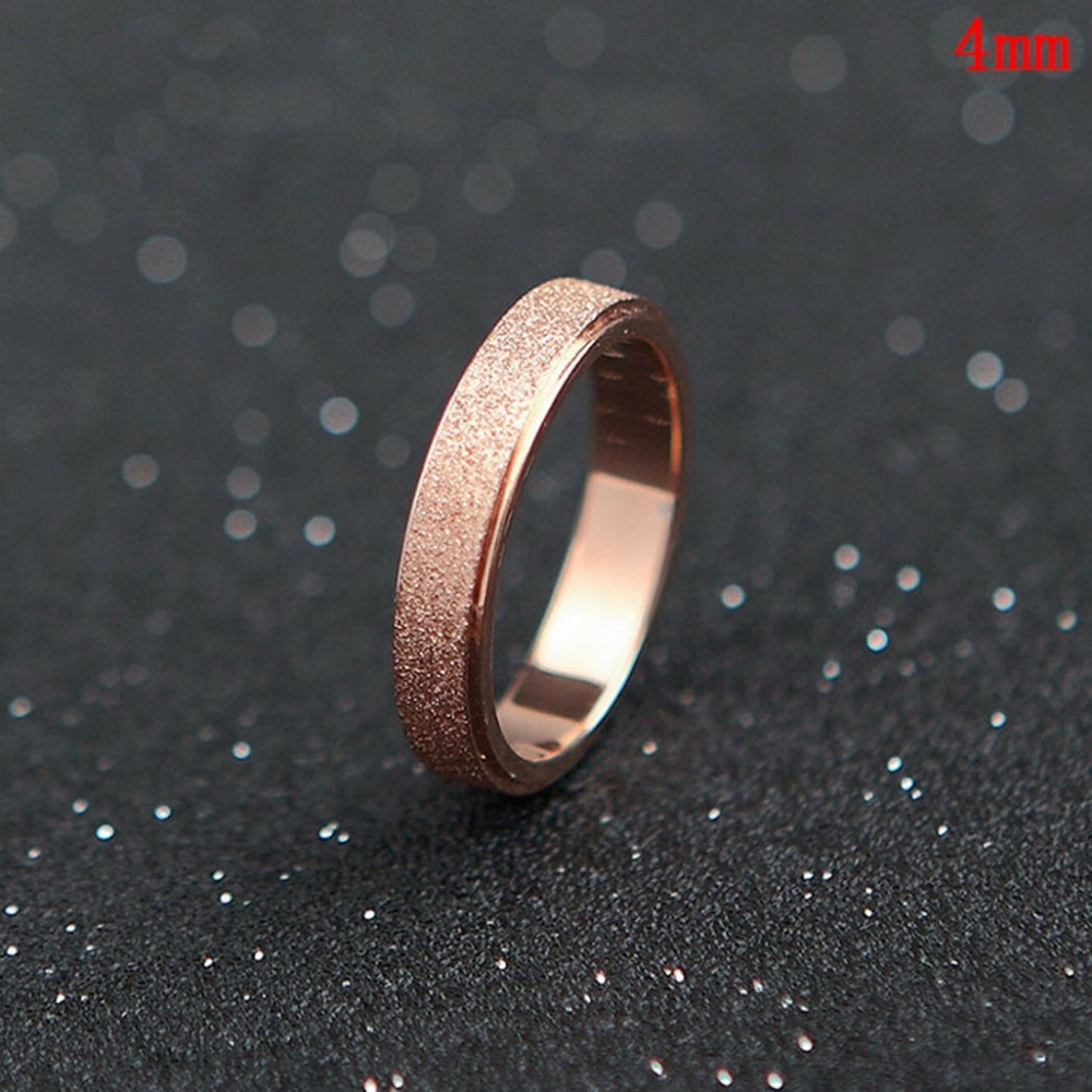 4mm Women Band Ring Frosted  Stainless Steel - Picture 2 of 2